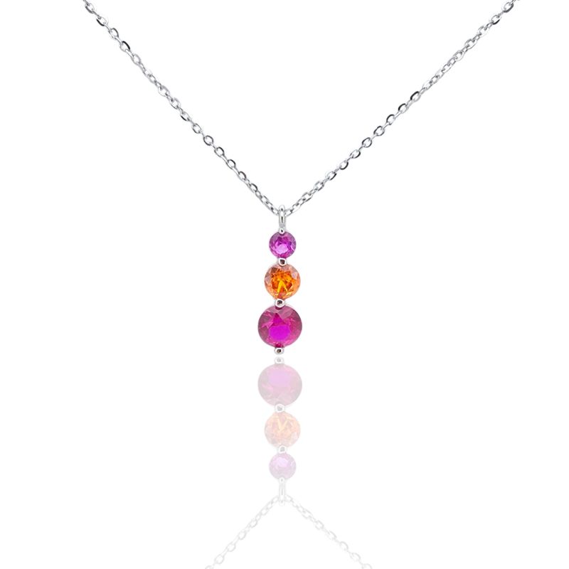 Φωτογραφία από Ασημένιο κολιέ με πολύχρωμες πέτρες (code FC008561)	