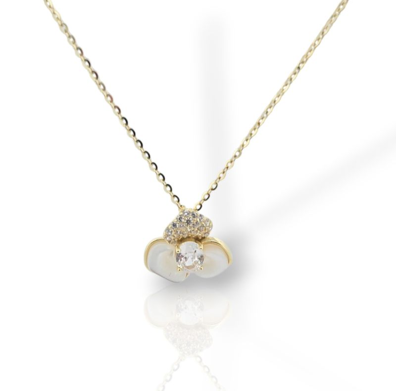 Φωτογραφία από Κολιέ λουλούδι απο ασήμι 925º επιχρυσωμένο  (code FCM002819)