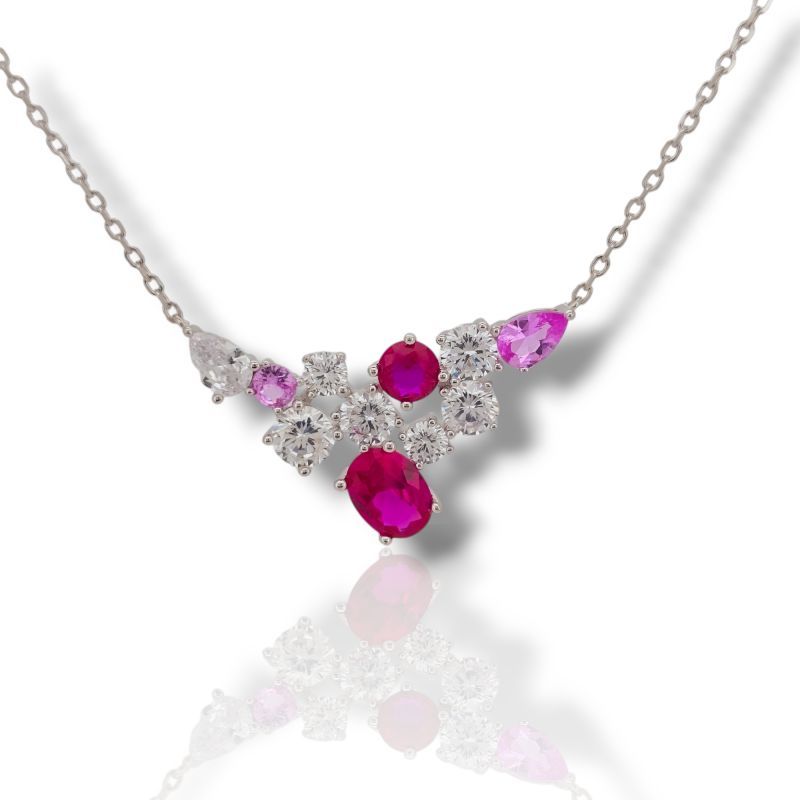 Φωτογραφία από Silver plated necklace with synthetic stones  (code FCM2690 )