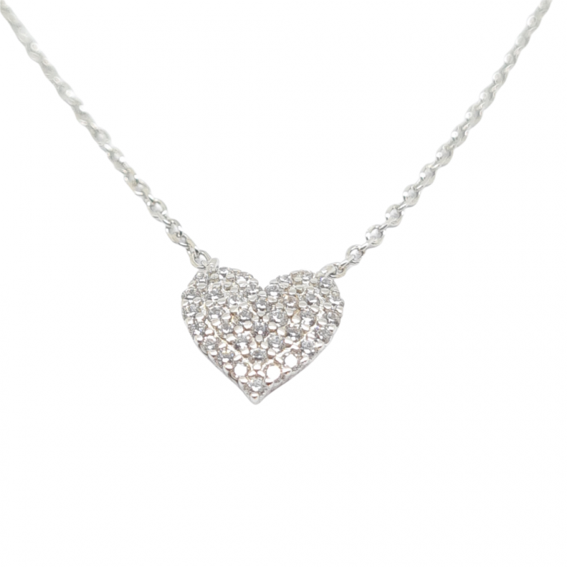 Φωτογραφία από Girocollo Cuore in argento 925° rodiato e zirconi cubici (code FC005674)