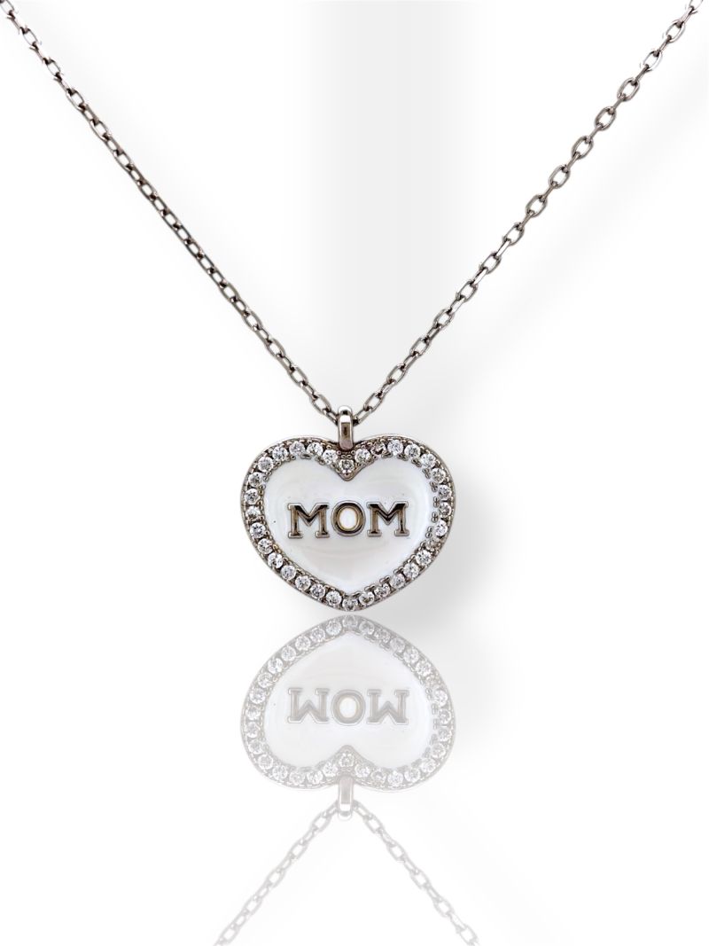 Φωτογραφία από Κολιέ καρδούλα ΜΟΜ απο επιπλατινωμένο ασήμι (code FC005355W)