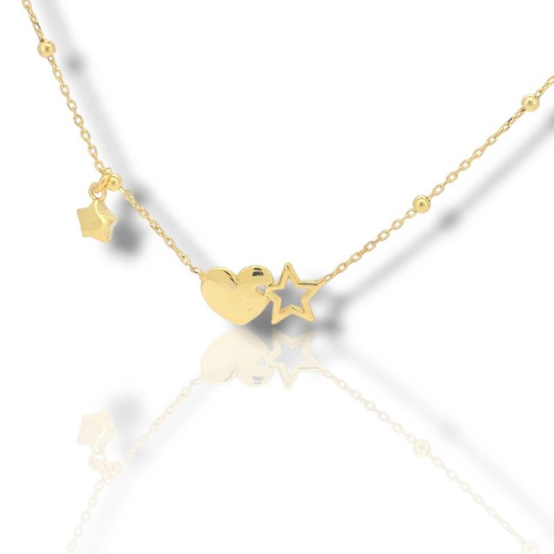 Φωτογραφία από Star necklace with heart in 925º gold-plated silver (SHK905115S)
