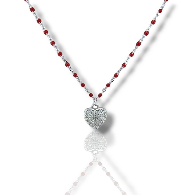 Φωτογραφία από Platinum plated silver 925° rosary with synthetic red stones (code FC007311)