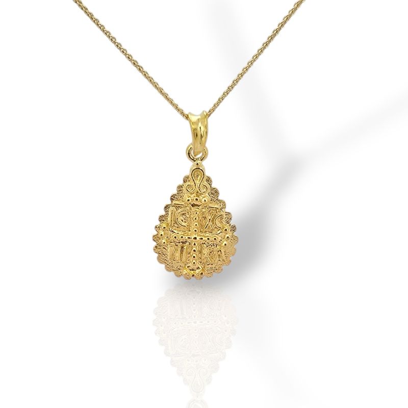 Φωτογραφία από Κωνσταντινάτο Μενταγιόν από Επίχρυσο Ασήμι 925 με Αλυσίδα (code H008230)