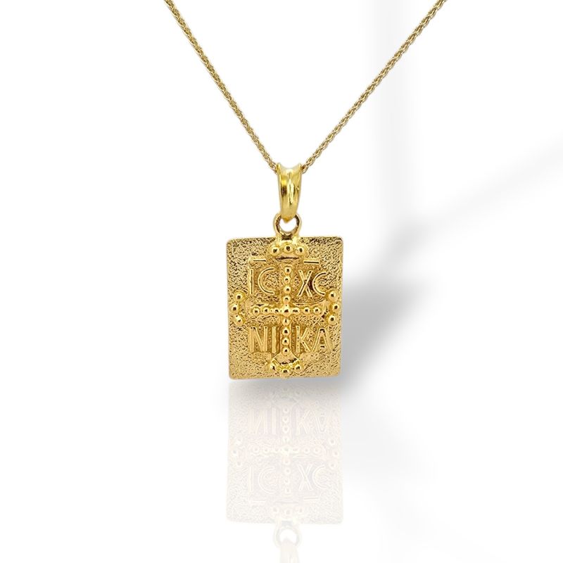 Φωτογραφία από Κωνσταντινάτο Μενταγιόν από Επίχρυσο Ασήμι 925 με Αλυσίδα (code H008237)