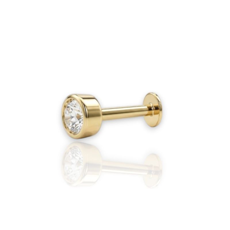 Φωτογραφία από Ασημένιο Επιχρυσωμένο Piercing Αυτιού με Ζιργκόν (code FC012502)