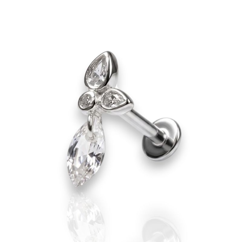 Φωτογραφία από Ασημένιο Piercing Αυτιού με Ζιργκόν (code FC015253)