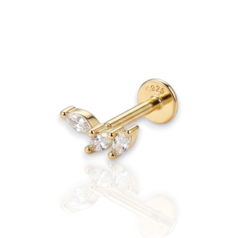 Φωτογραφία από Ασημένιο Επιχρυσωμένο Piercing Αυτιού με Ζιργκόν (code FC015679)