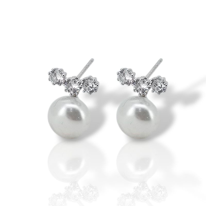 Φωτογραφία από Σκουλαρίκια με μαργαριτάρι απο επιπλατινωμένο ασήμι 925° (code FCM002835)