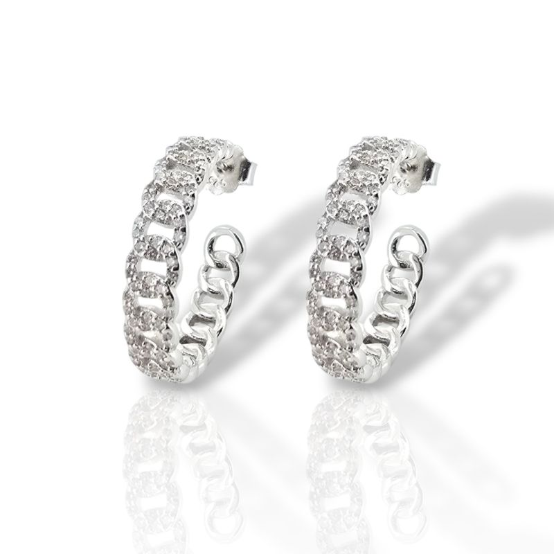 Φωτογραφία από Σκουλαρίκια κρίκοι απο επιπλατινωμένο ασήμι 925° (code FCM002841)