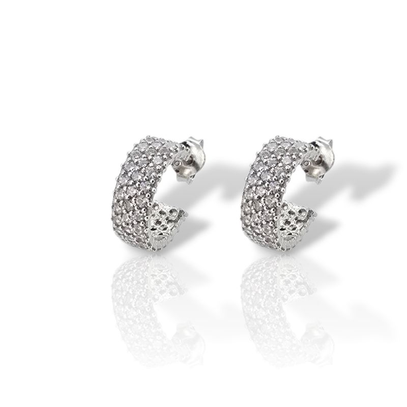 Φωτογραφία από Σκουλαρίκια μισό κρικάκι απο επιπλατινωμένο ασήμι 925° (code H002856)