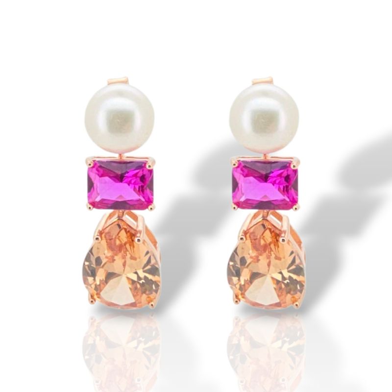 Φωτογραφία από Σκουλαρίκια  απο επιχρυσωμένο ροζ ασήμι 925° (code FC008394)