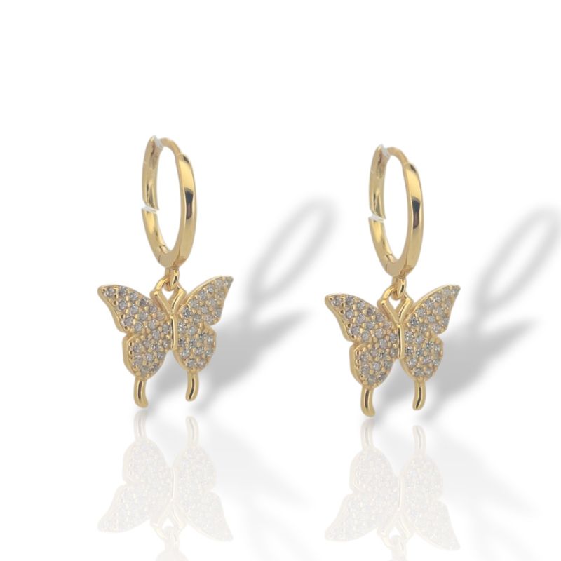 Φωτογραφία από Σκουλαρίκια πεταλούδα απο επιχρυσωμένο ασήμι 925° (code FC008735)