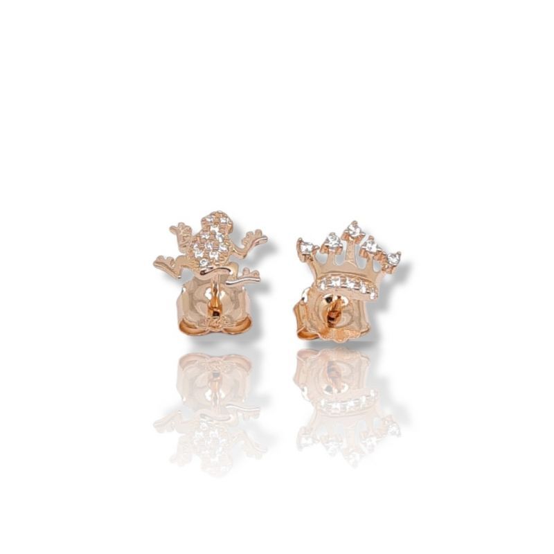 Φωτογραφία από Rose gold plated silver 925º frog & crown earrings  (code EA005723)