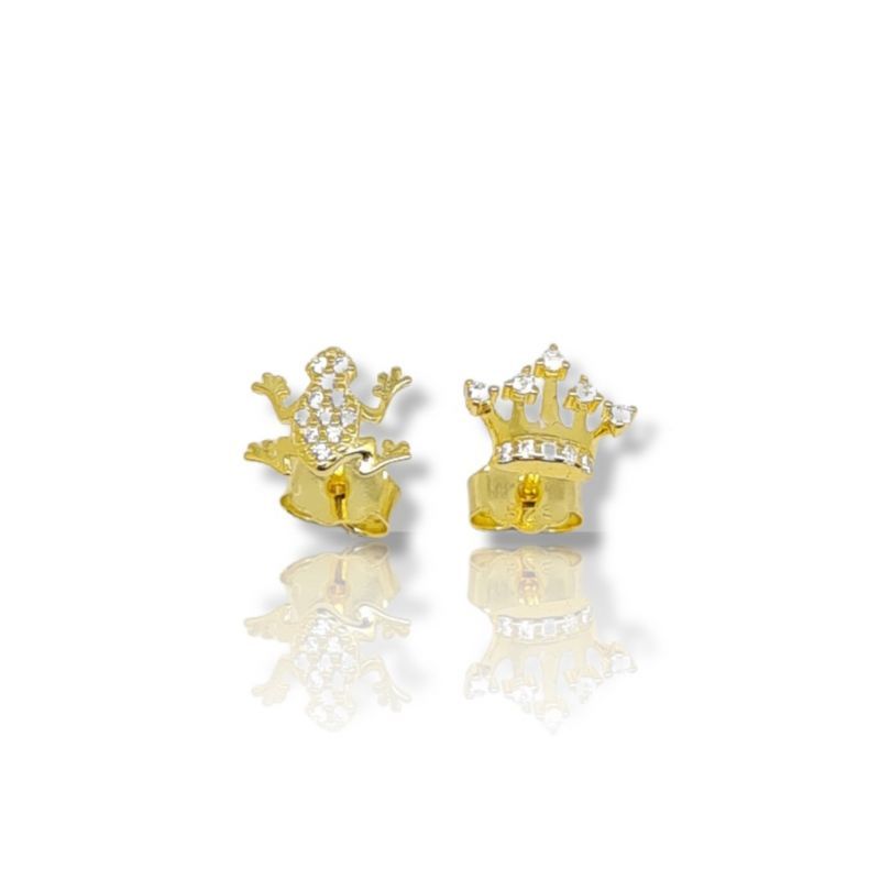 Φωτογραφία από Gold plated silver 925º frog & crown earrings  (code EA006928)