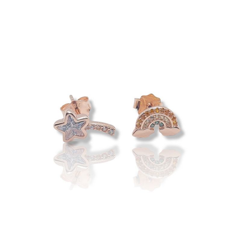 Φωτογραφία από Rose gold plated silver 925º earrings with star & rainbow  (code FC005813)