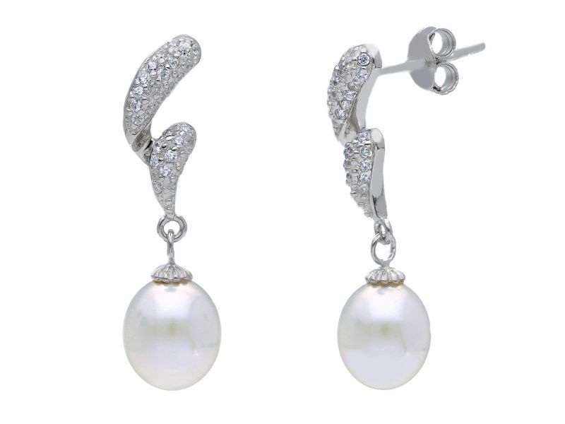 Φωτογραφία από Οrecchini pendenti in argento 925° rodiato con Perla (code S230998)