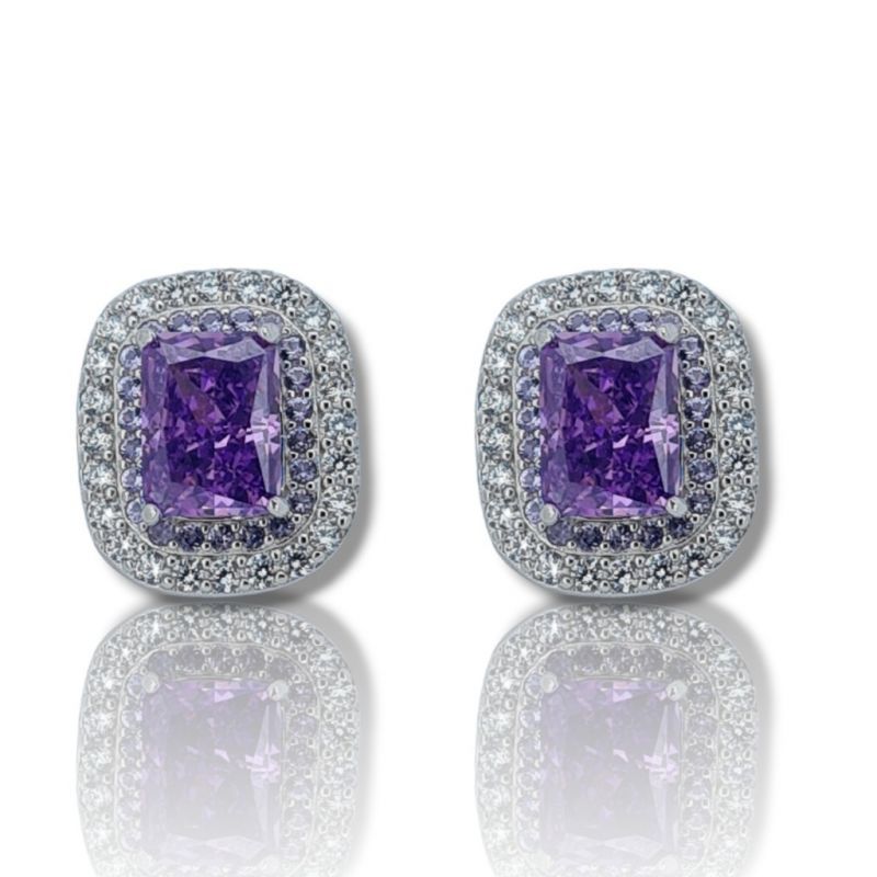 Φωτογραφία από Orecchini in argento 925° rodiato con zirconi cubici e ametista sinthetici (code FC007886)