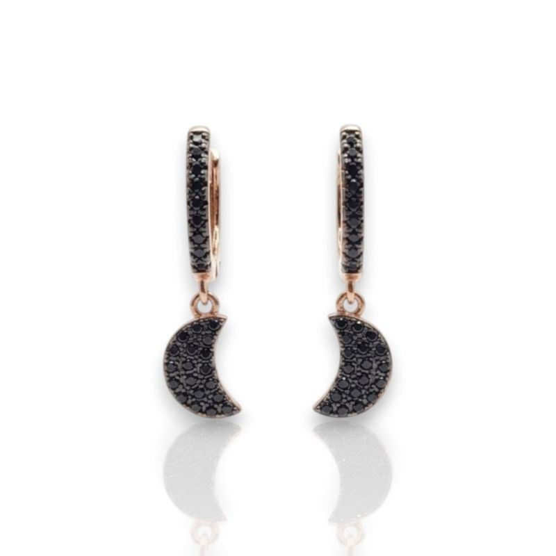 Φωτογραφία από Rose gold plated silver 925º hoop earrings with moon(code FC001559)