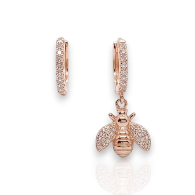 Φωτογραφία από Rose gold plated silver 925º hoop bee earrings (code FC002867)