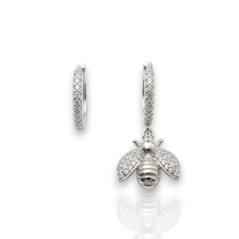 Φωτογραφία από Platinum plated silver 925º hoop earrings with bee (code FC002870)