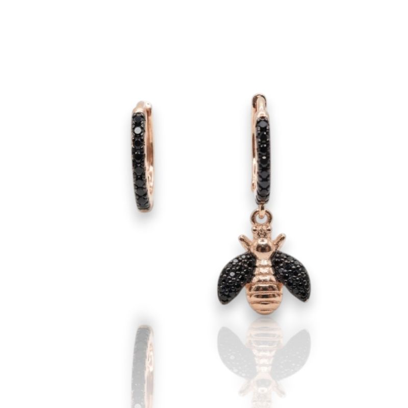 Φωτογραφία από Rose gold plated silver 925º hoop bee earrings (code FC004608)