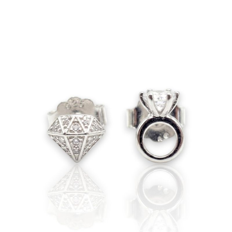 Φωτογραφία από Platinum plated silver 925º earrings with ring & diamond  (code FC005443)