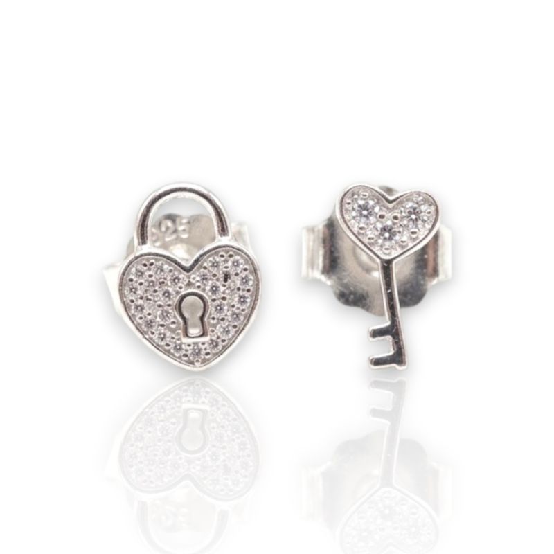 Φωτογραφία από Platinum plated silver 925º earrings with key & heart  (code FC005503)
