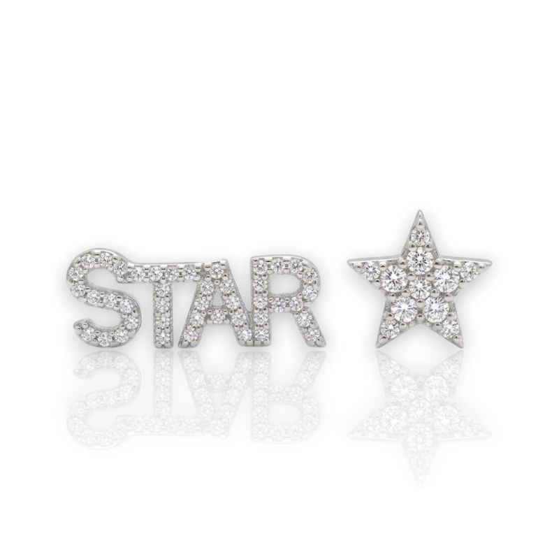 Φωτογραφία από Σκουλαρίκια STAR απο επιπλατινωμένο ασήμι 925° (code FC005724)