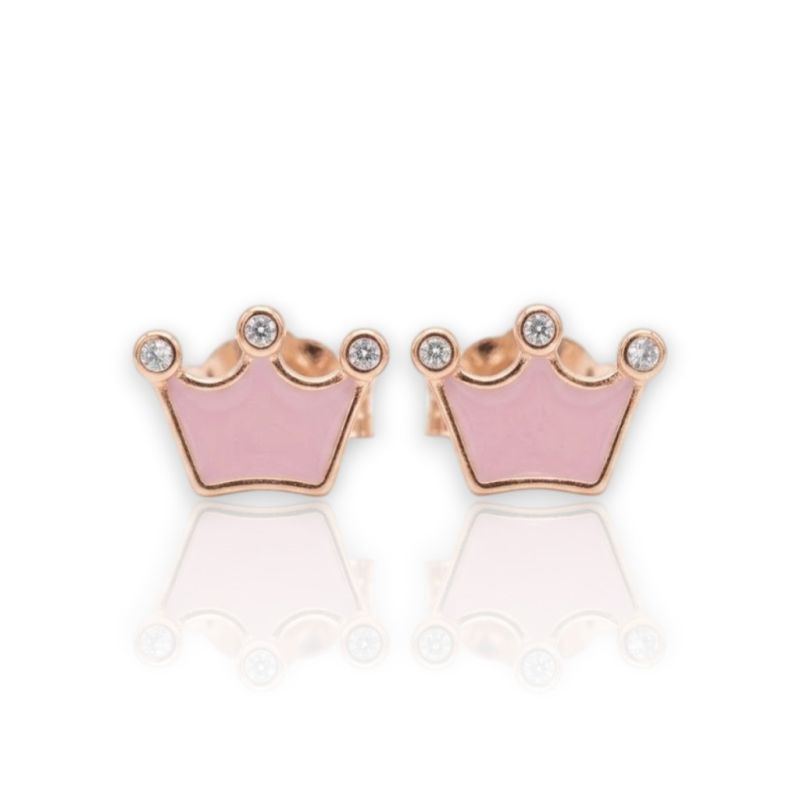 Φωτογραφία από Rose gold plated silver 925º earrings with crown  (code FC007409)