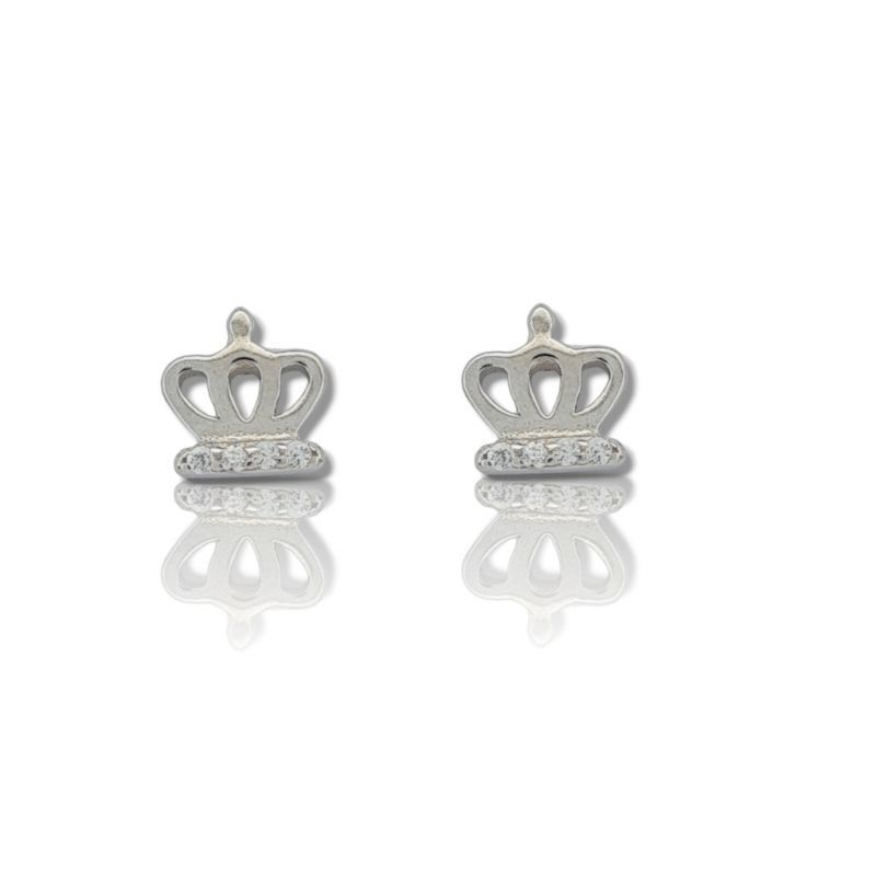 Φωτογραφία από Platinum plated silver 925º earrings with crown   (code FC008487)