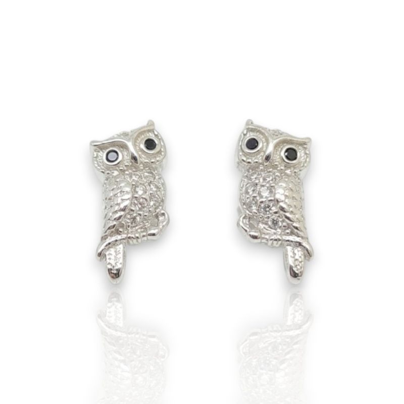 Φωτογραφία από Platinum plated silver 925º earrings with owl  (code FC008488)