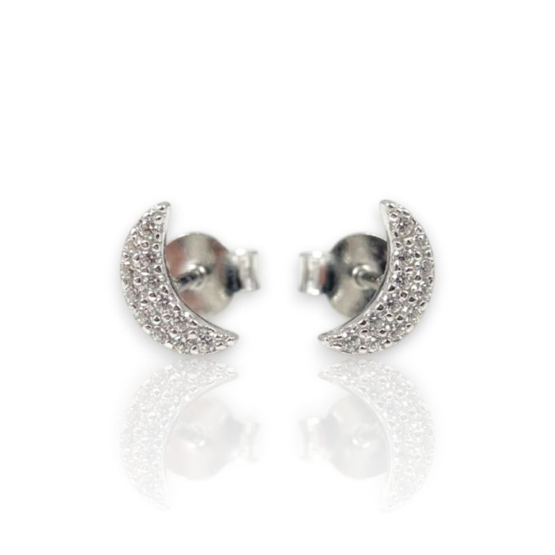 Φωτογραφία από Platinum plated silver 925º earrings with crescent moon(code FC008494)