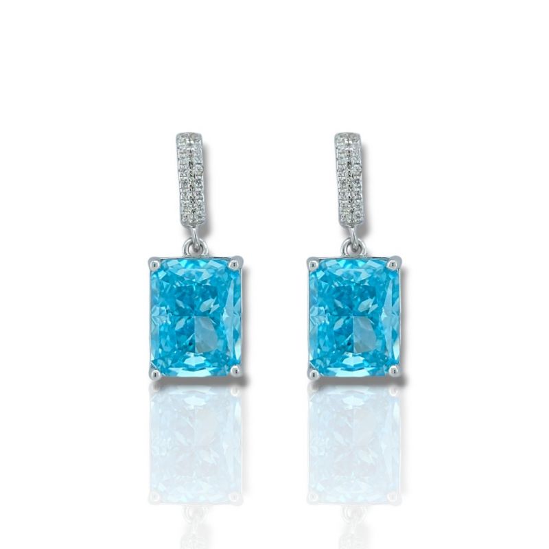 Φωτογραφία από Orecchini in argento 925° rodiato con zirconi cubici e topazio blu suntetico (code FC011564)