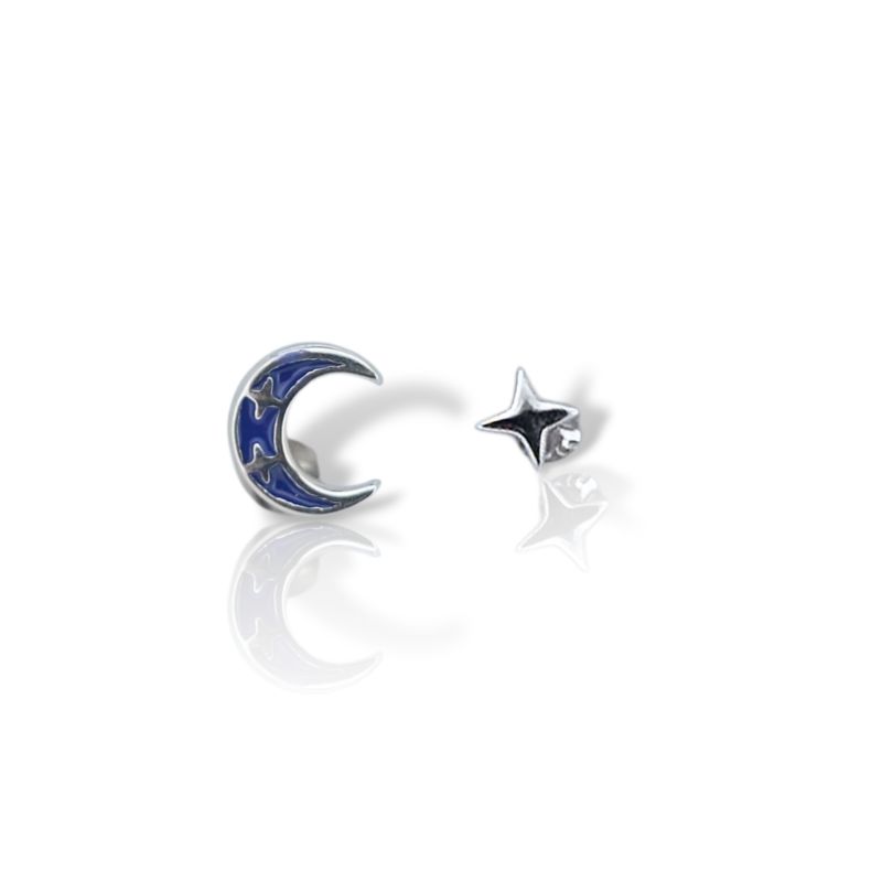 Φωτογραφία από Orecchini Stelle con Luna in argento 925° rodiato (FC013742)