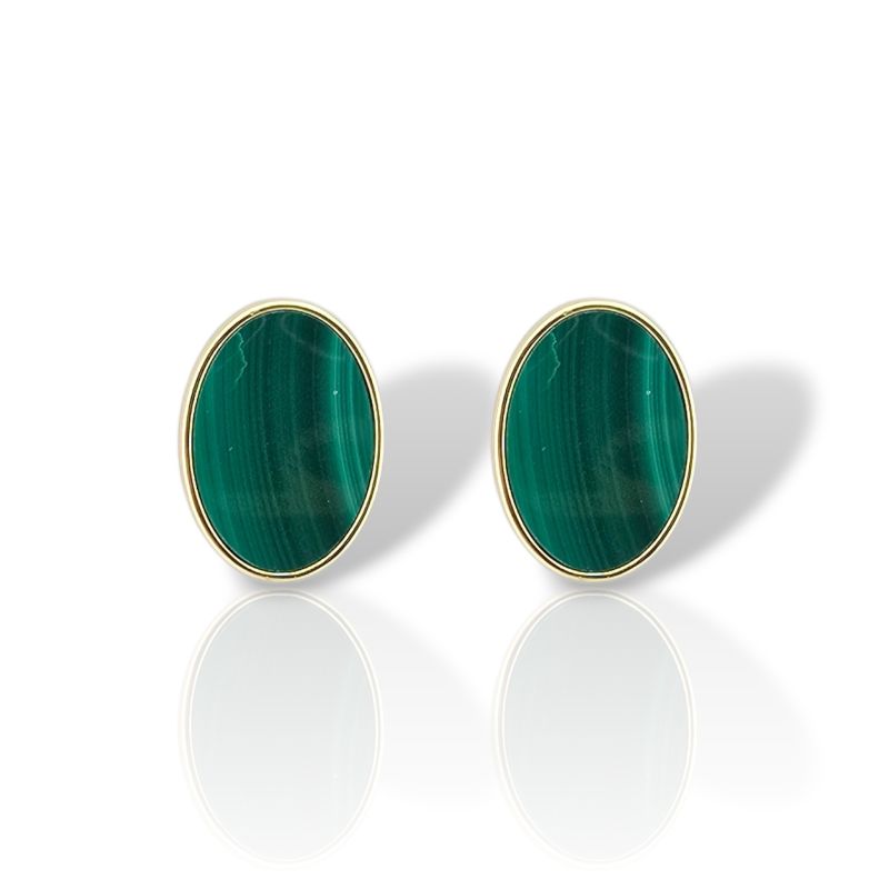 Φωτογραφία από Orecchini in Argento Placcato Oro con Malachite Naturale (FC013938)