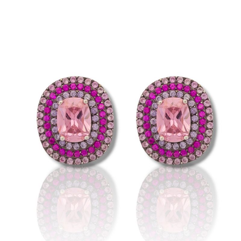 Φωτογραφία από Orecchini in argento 925° rodiato con zirconi cubici con pietra sintetica rosa (code FCM2695)