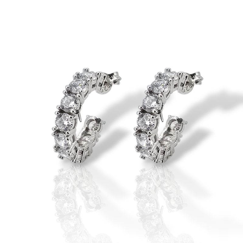 Φωτογραφία από Σκουλαρίκια μισό κρικάκι απο επιπλατινωμένο ασήμι 925° (code H002853)