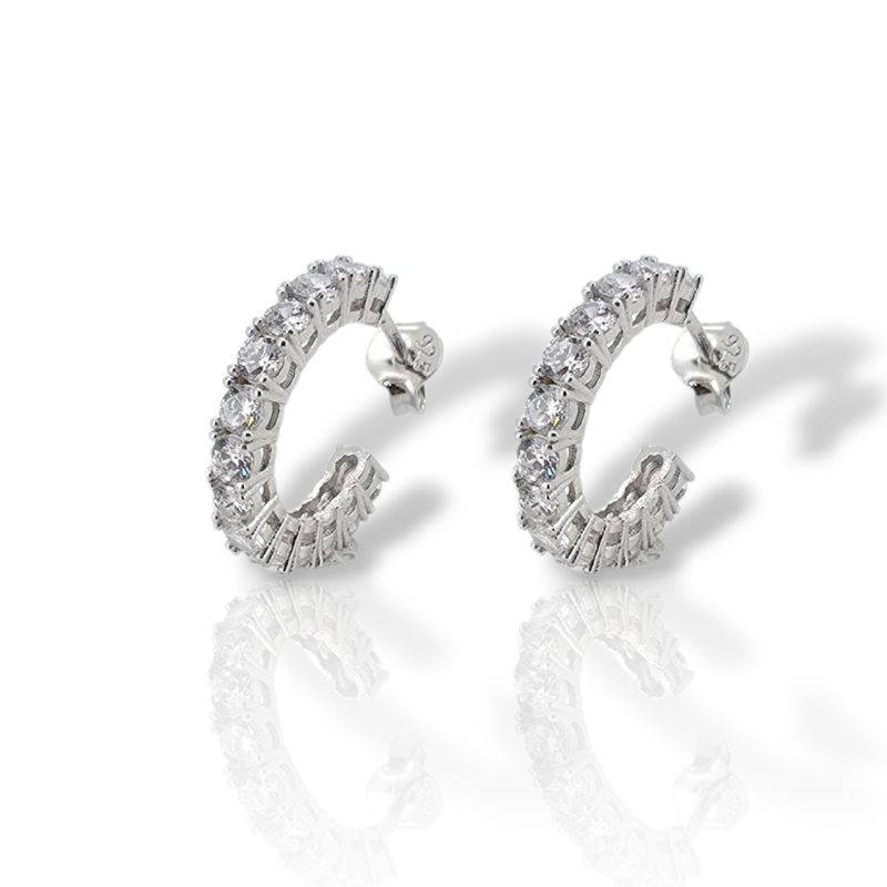 Φωτογραφία από Σκουλαρίκια μισό κρικάκι απο επιπλατινωμένο ασήμι 925° (code H002854)