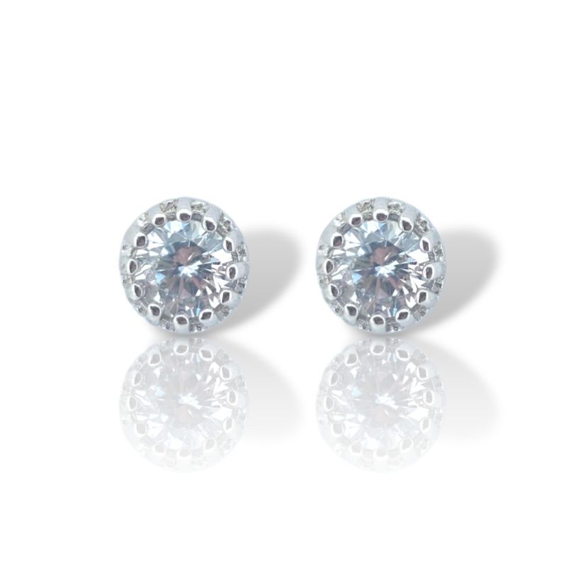 Φωτογραφία από Σκουλαρίκια μονόπετρα απο ασήμι 925° (code M008257)