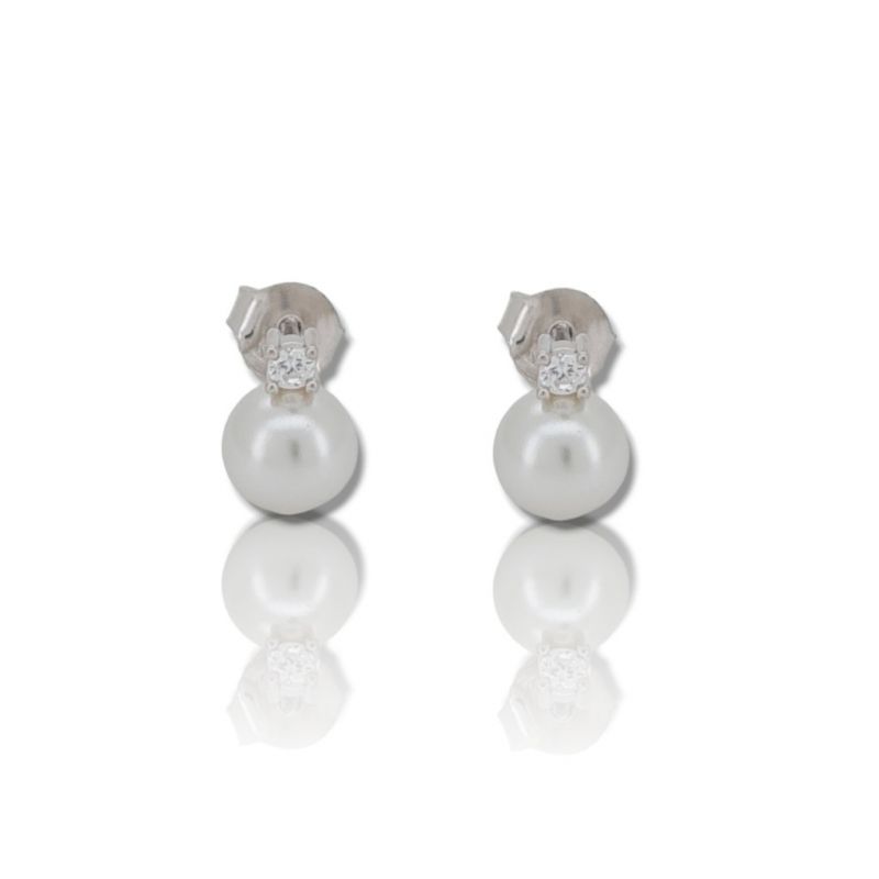 Φωτογραφία από Οrecchini  in argento 925° rodiato con Perla (code SHK1844F)