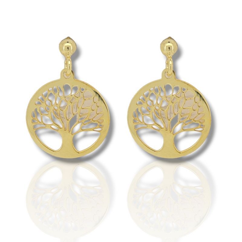 Φωτογραφία από Yellow gold silver 925° earrings with the tree of life (code SHK985G)