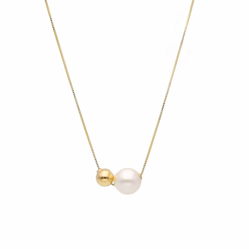 Φωτογραφία από Girocollo in oro giallo k14 con Perla e Sfera in oro giallo (code S202802)