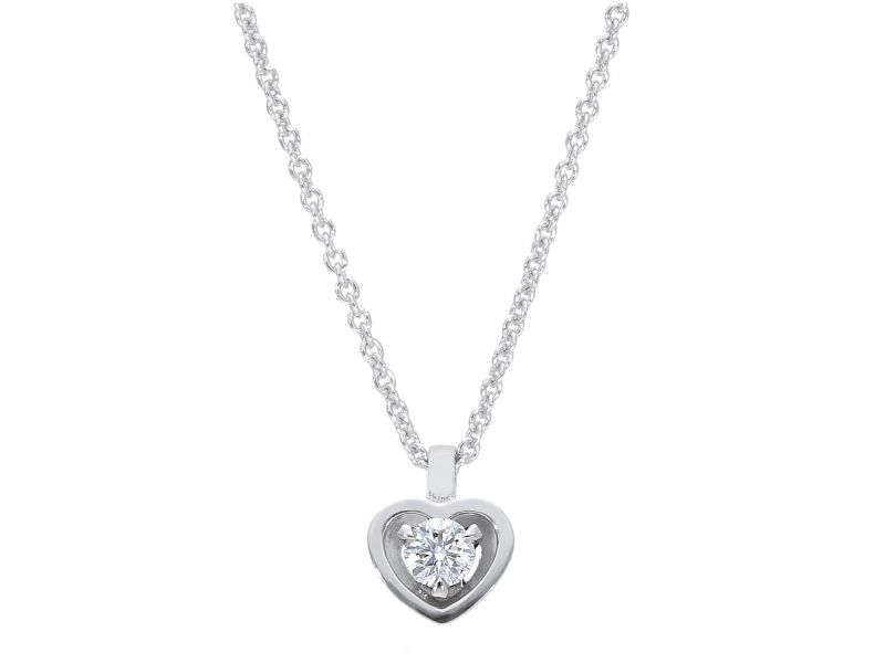 Φωτογραφία από White gold single stone necklace k18 with diamond (code S217560)