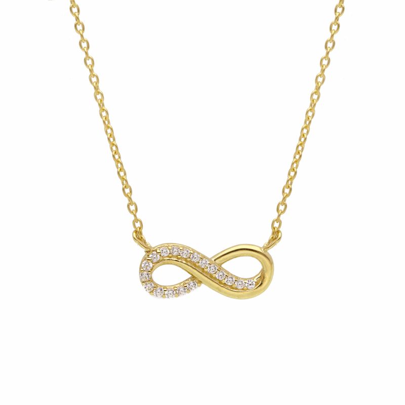 Φωτογραφία από Golden infinity symbol necklace k9 with white zircon (code S218520)