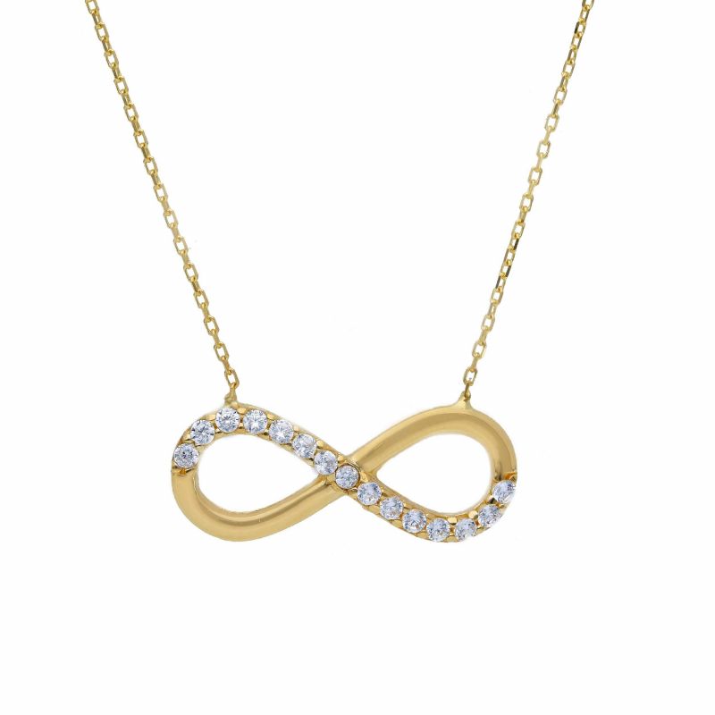 Φωτογραφία από Golden infinity symbol necklace k14 with white zircon (code S258662)