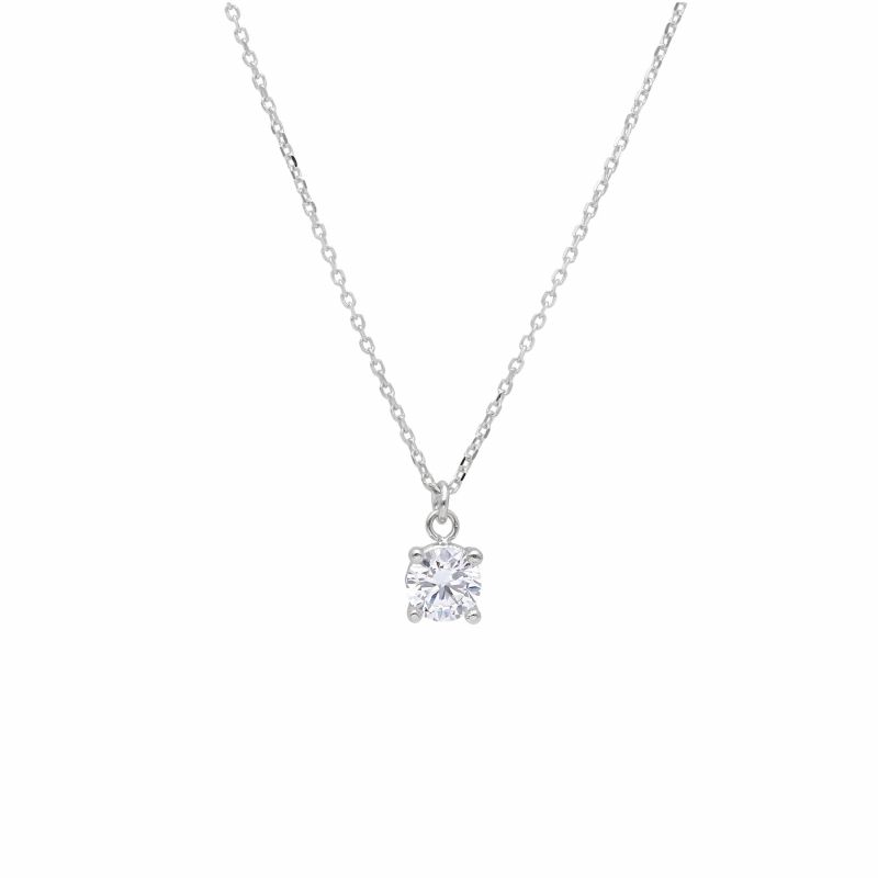 Φωτογραφία από White gold single stone necklace k18 with diamond (code S265444P)