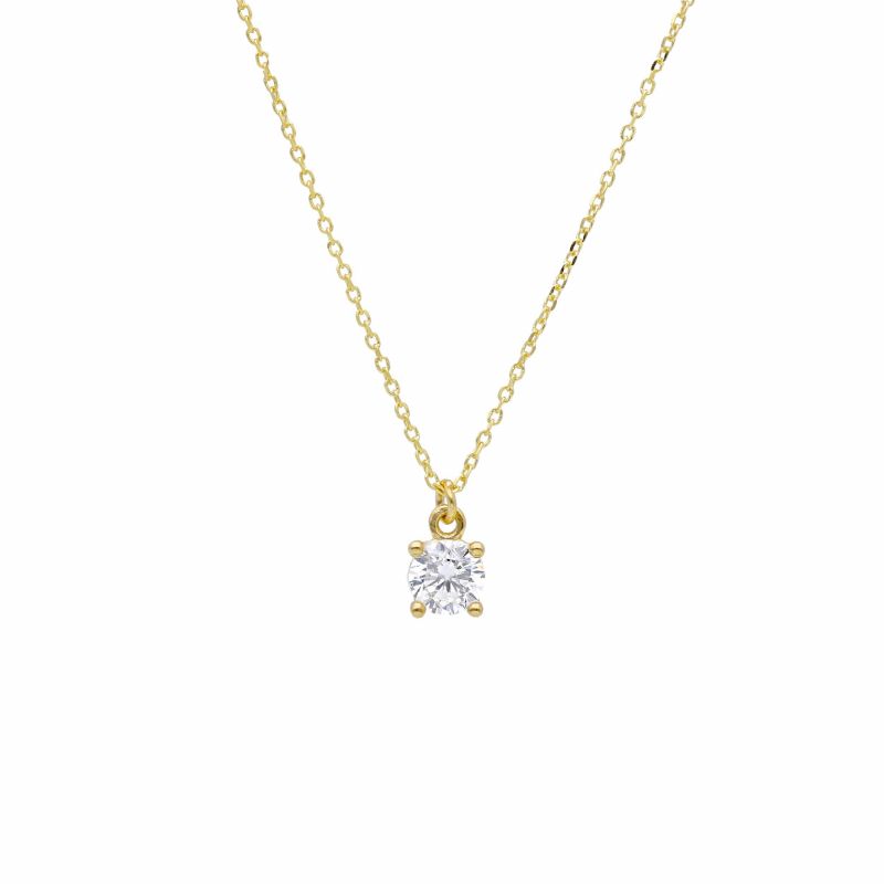 Φωτογραφία από Yellow gold single stone necklace k9 with diamond (code S265446P)