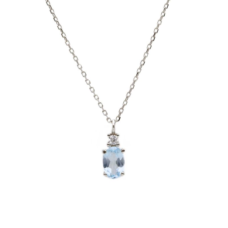 Φωτογραφία από Λευκόχρυσο κολιέ με Συνθετικό Blue Topaz 9Κ (code S287579)