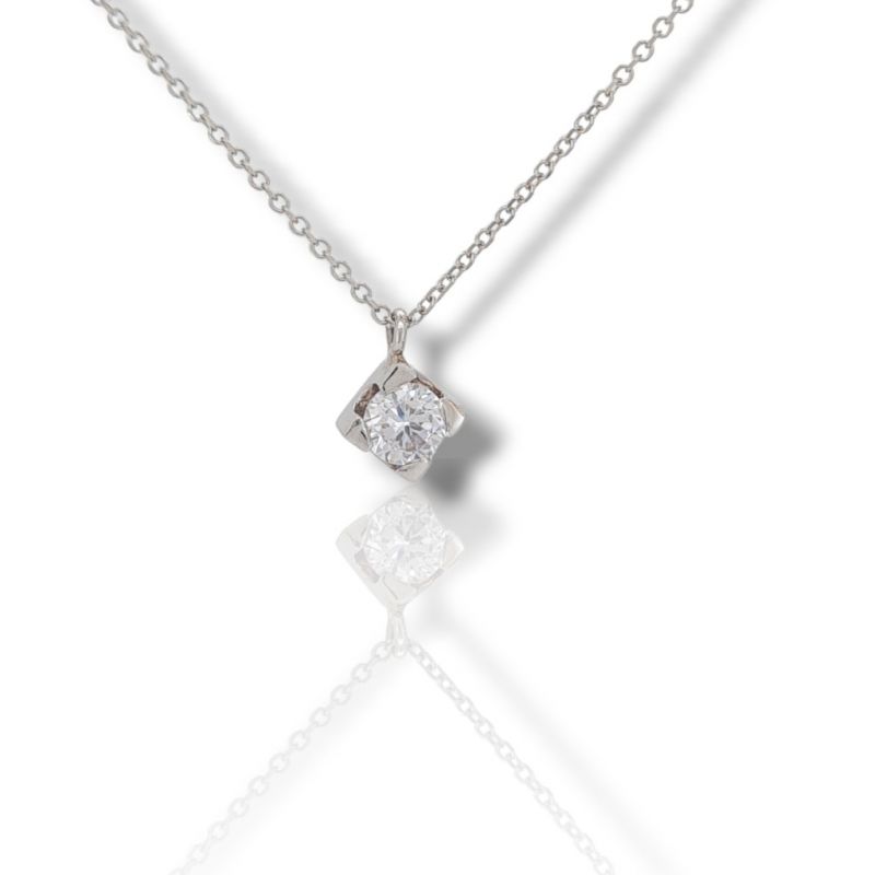 Φωτογραφία από White gold single stone necklace k14 with zircon (code N2704)